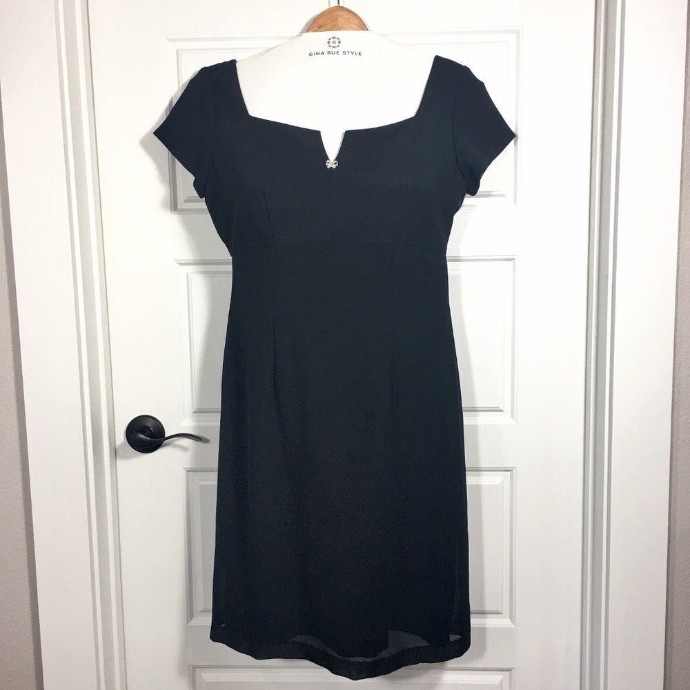 Blushe By Spiegel | Vintage Classic Lil Blk Dress w Rhinestone Bow